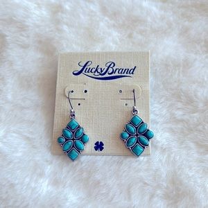 Lucky Brand Turquoise Earrings and matching necklace